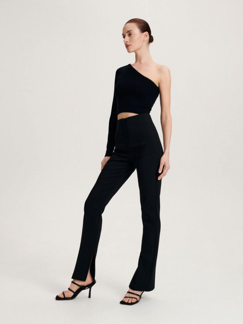 Reserved Trousers with split hems Czarne | WFKEHNP-34