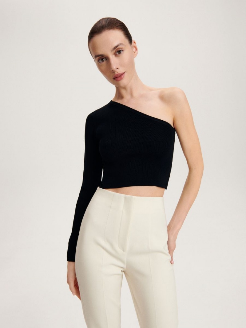 Reserved Trousers with split hems Ivory | QBMETCK-42