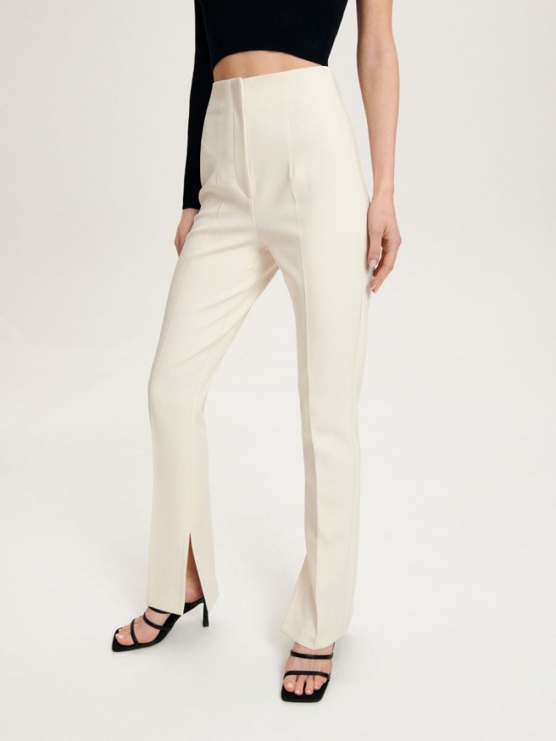 Reserved Trousers with split hems Ivory | QBMETCK-42