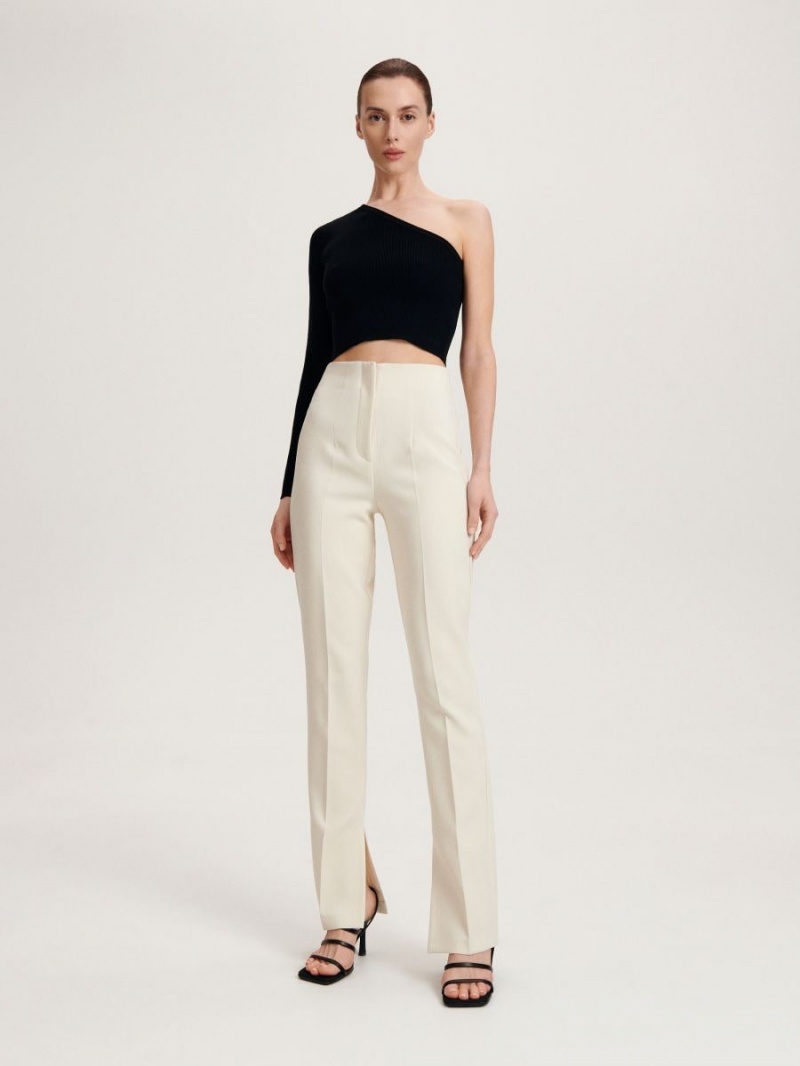 Reserved Trousers with split hems Ivory | QBMETCK-42