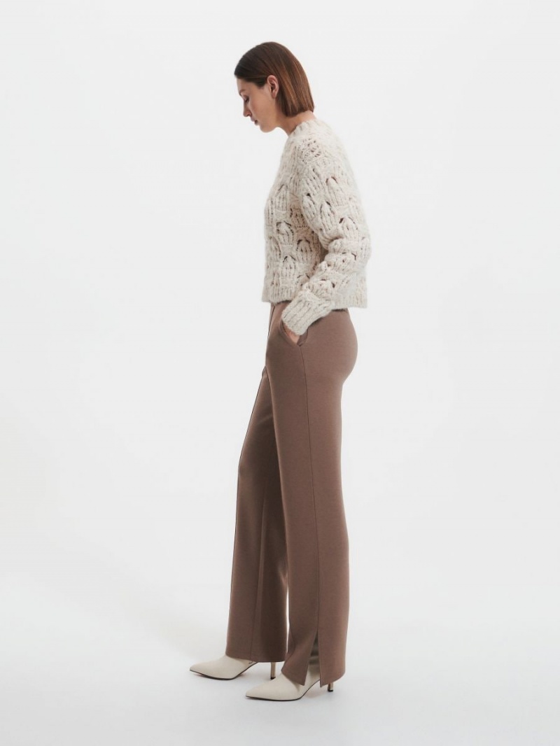 Reserved Trousers with stitching Brązowe | RVBCISZ-32