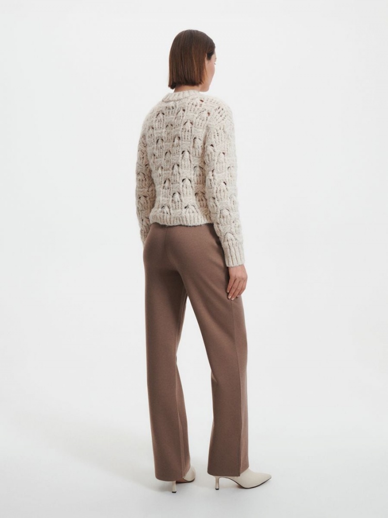 Reserved Trousers with stitching Brązowe | RVBCISZ-32