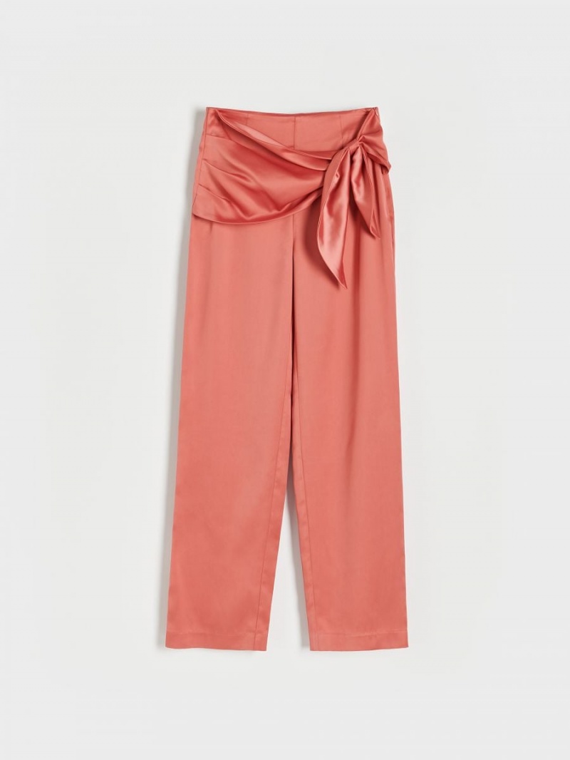 Reserved Trousers with tie detail Różowe | FHVICSE-60