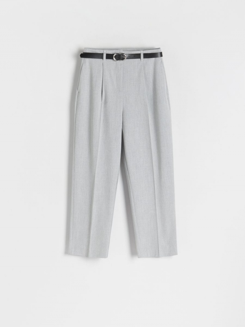 Reserved Trousers with tie waist belt Głęboka Szare | OGRQNKP-35