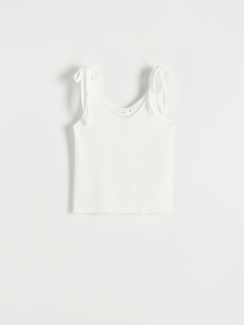 Reserved Trykotowy top Ivory | YUJRPDQ-20