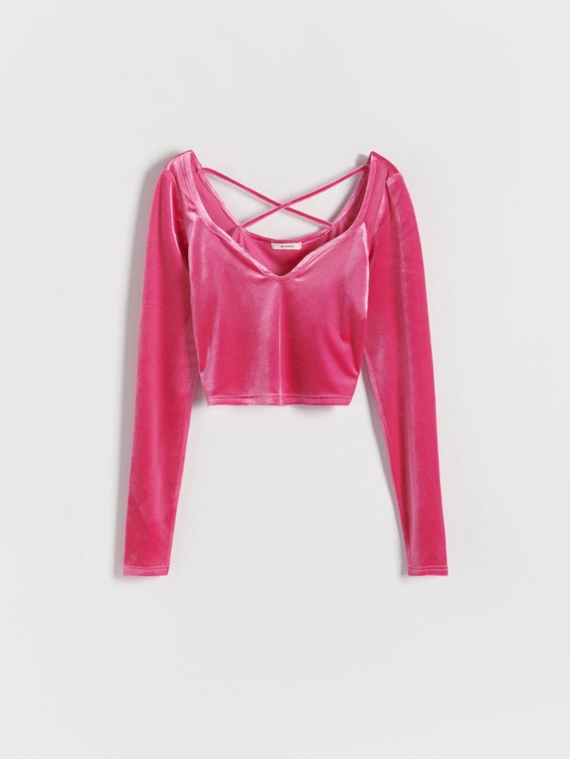 Reserved Velour blouse Różowe | RDXNYOL-60