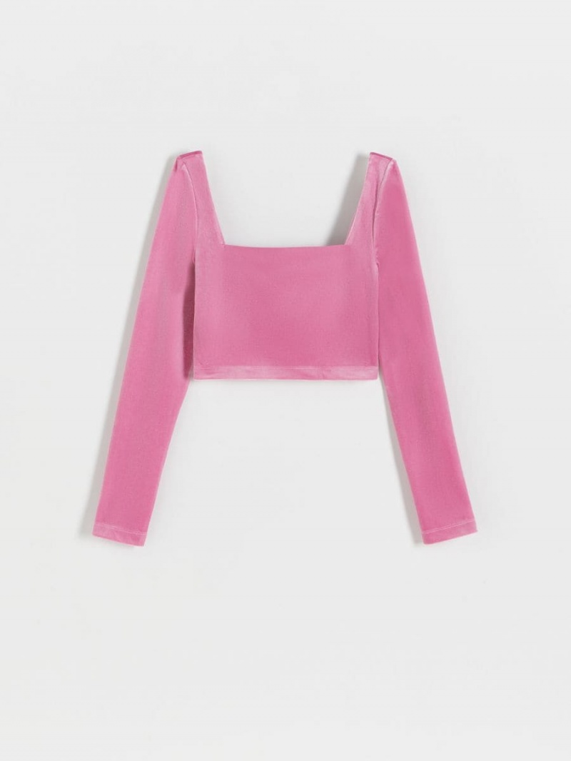 Reserved Velour top Różowe | YSLQHTJ-07