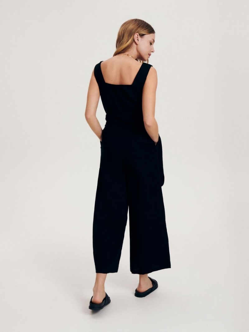 Reserved Viscose rich jumpsuit Czarne | YVDQOUE-05