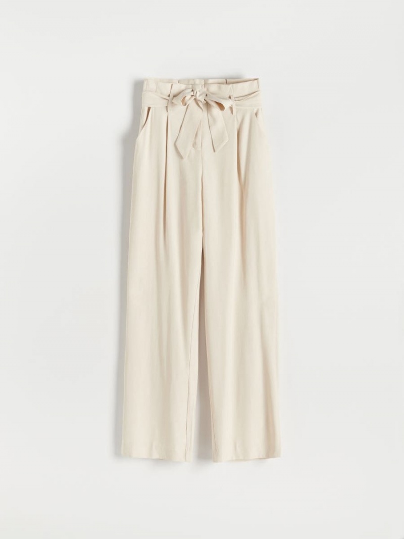 Reserved Viscose rich palazzo trousers Beżowe | LVZJXWB-13