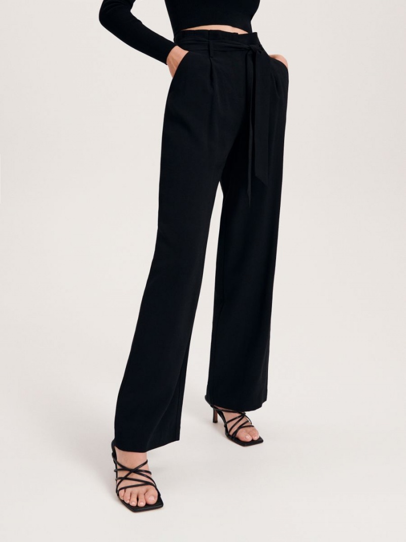 Reserved Viscose rich palazzo trousers Czarne | DHXENYB-25