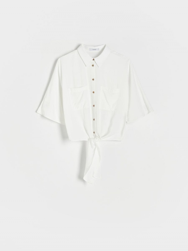 Reserved Viscose shirt Ivory | RVEKNSO-43