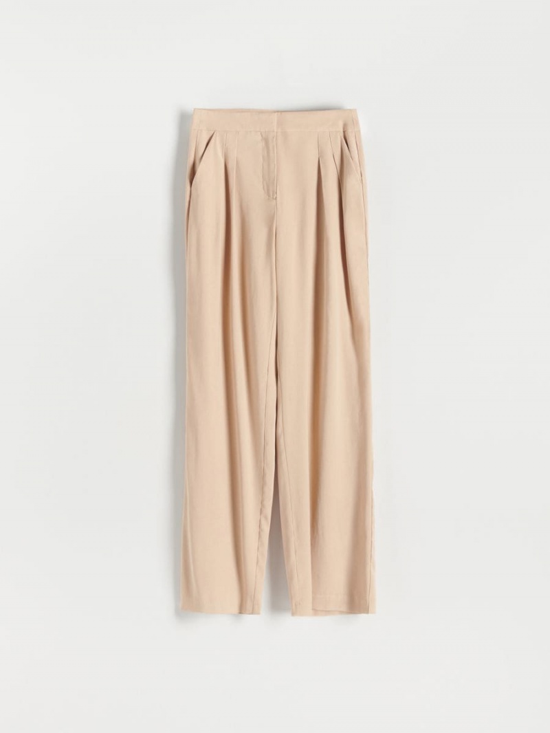 Reserved Viscose trousers Beżowe | HNSUIFZ-14