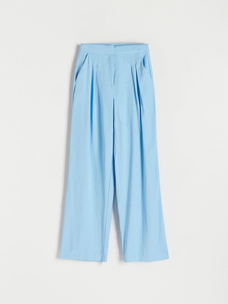 Reserved Viscose trousers Niebieskie | LRHYQAP-23