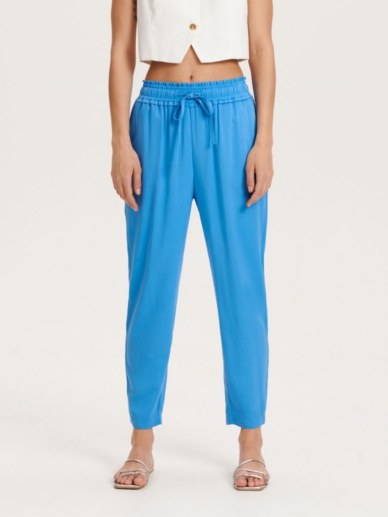 Reserved Viscose trousers Niebieskie | VPQYACB-96