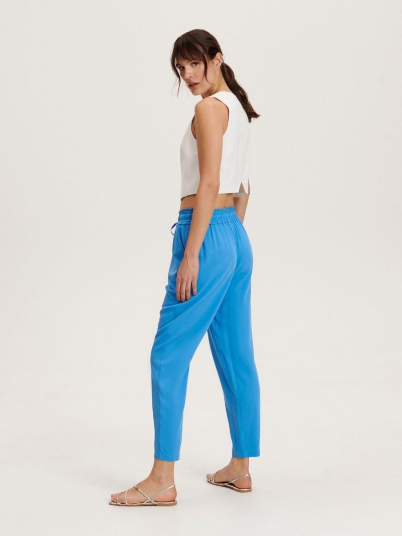 Reserved Viscose trousers Niebieskie | VPQYACB-96