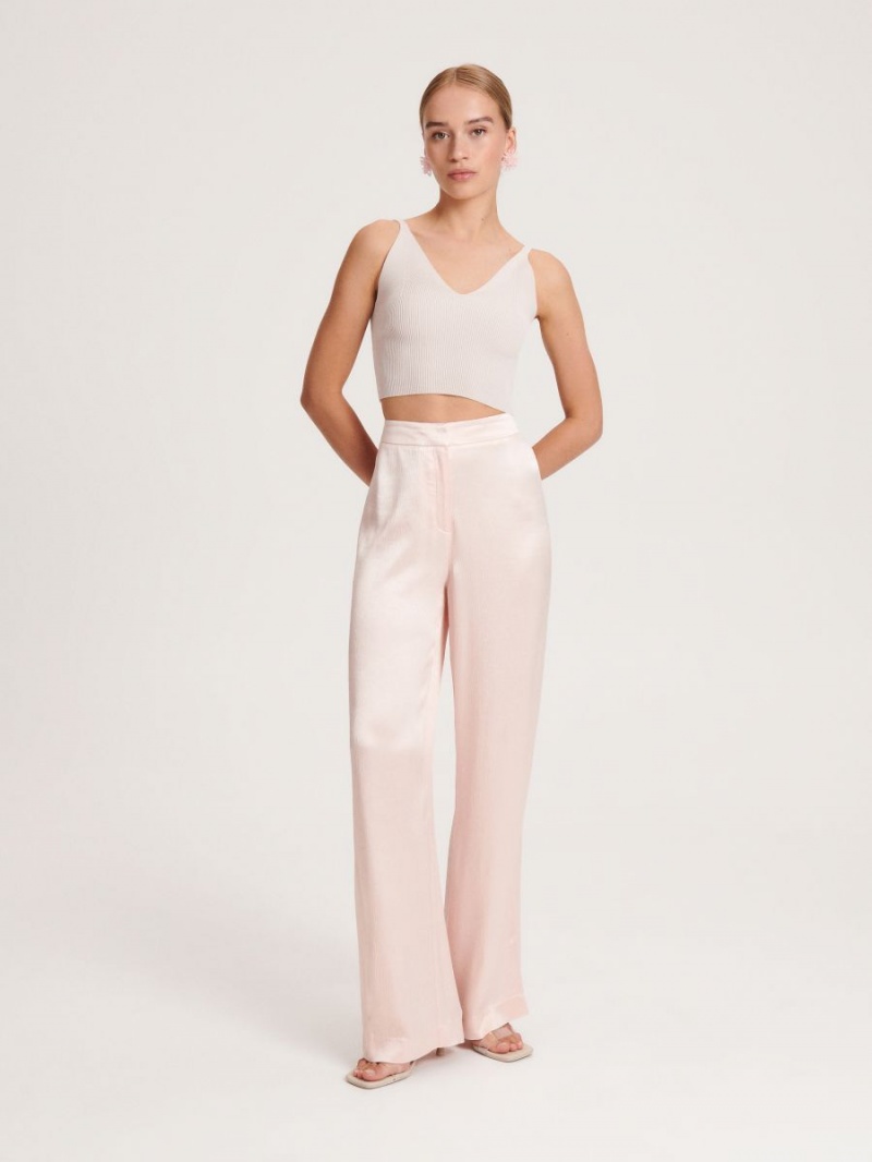 Reserved Viscose trousers Różowe | KVIFLMZ-94