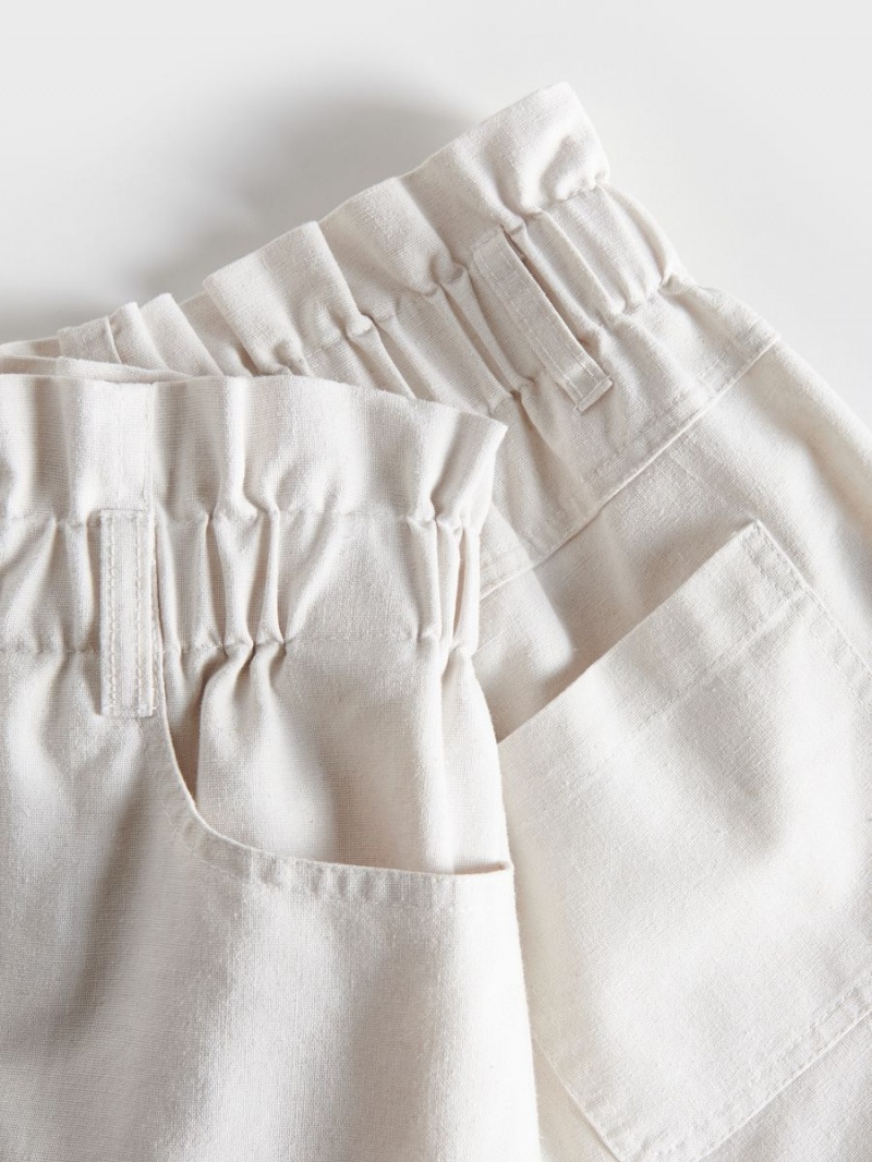 Reserved W Paski paperbag shorts Ivory | GSMFJZY-84