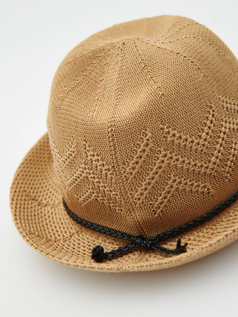 Reserved Woven hat Beżowe | JYCVDLP-30