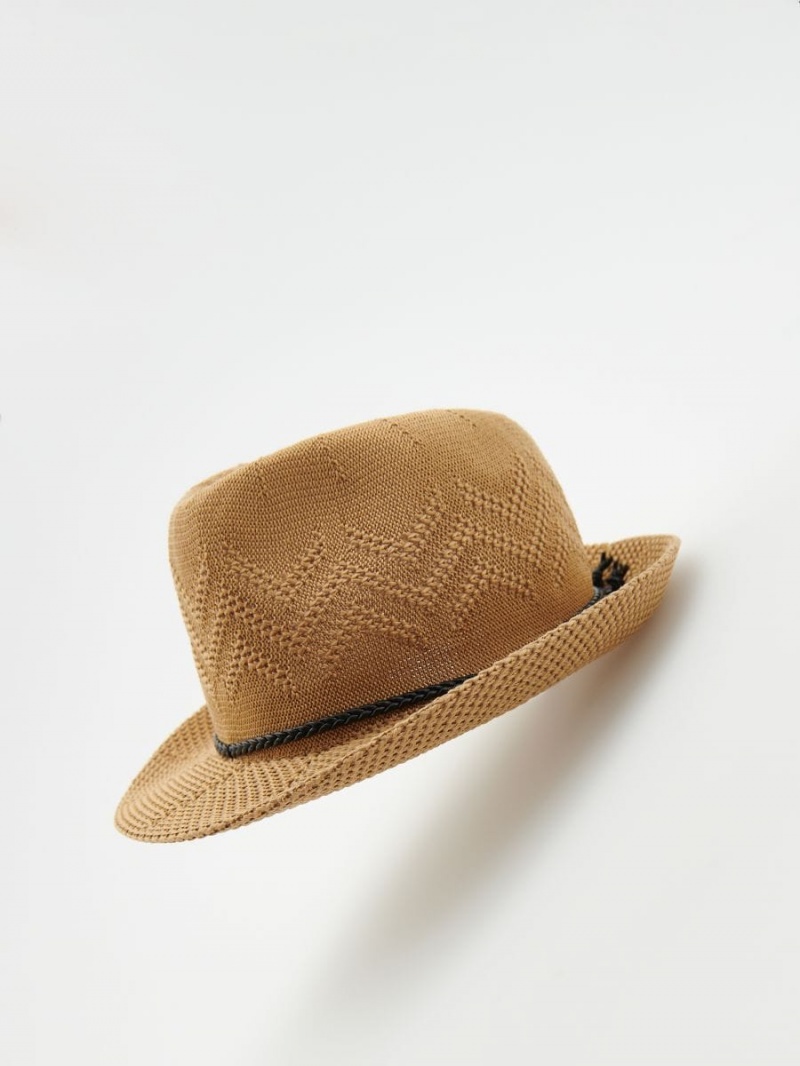 Reserved Woven hat Beżowe | JYCVDLP-30