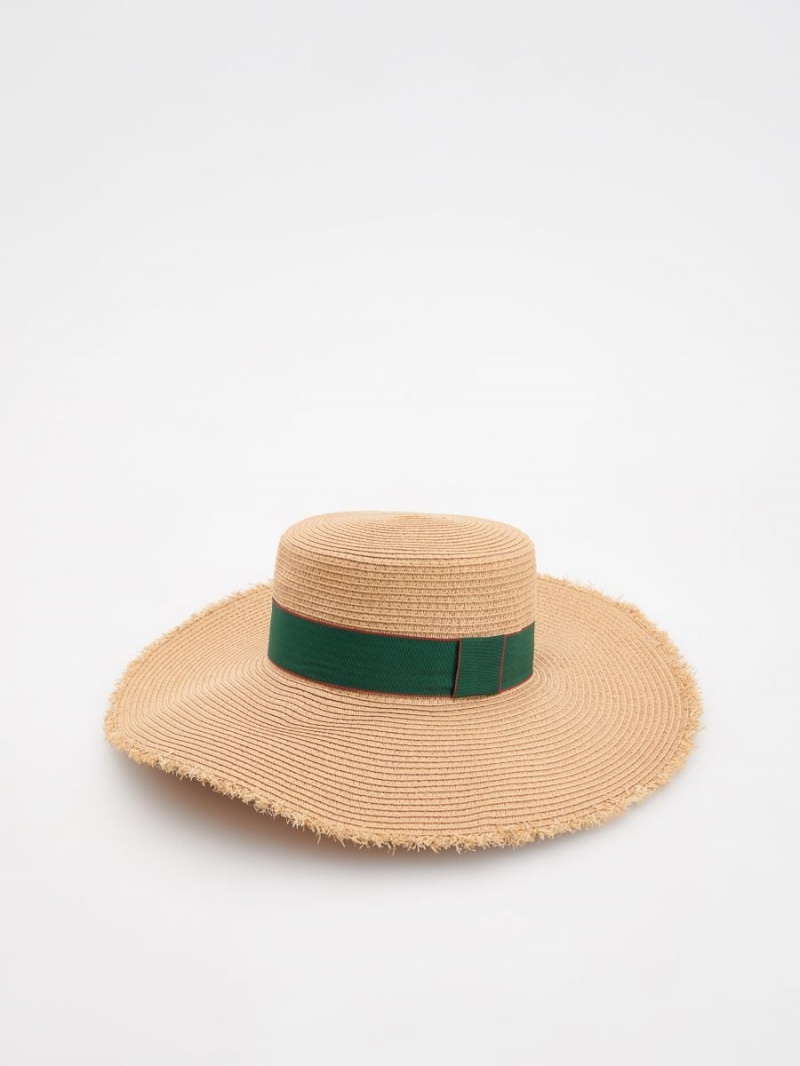 Reserved Woven hat Beżowe | XZSPWJD-84