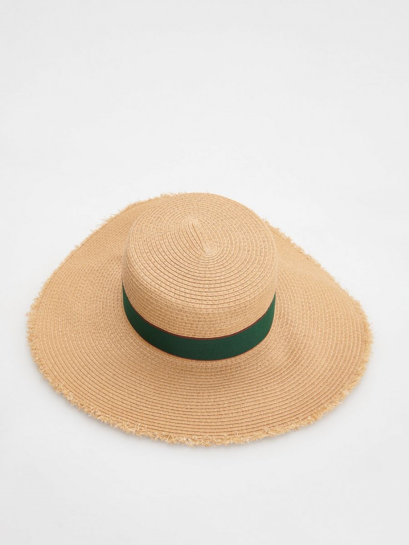 Reserved Woven hat Beżowe | XZSPWJD-84