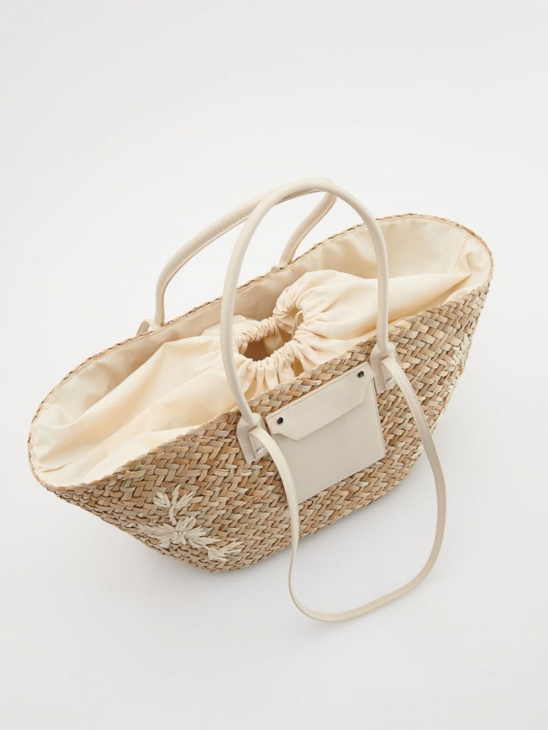 Reserved Woven straw basket bag Beżowe | CBEPSHU-29