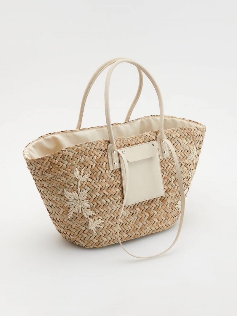 Reserved Woven straw basket bag Beżowe | CBEPSHU-29