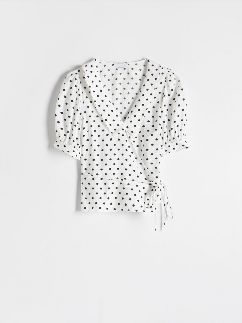 Reserved Wrap front blouse with tie detail Ivory | APBXRWE-69