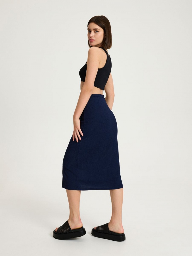 Reserved Wrap front midi skirt Granatowe | CDGMFPU-65