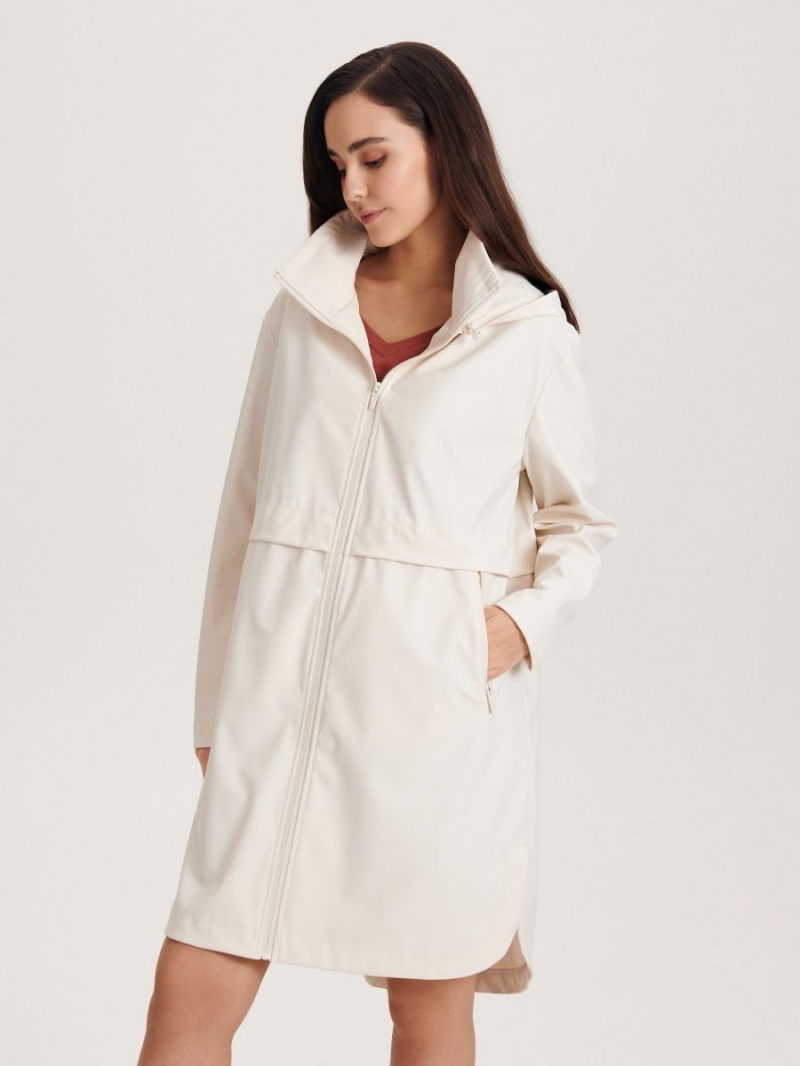 Reserved Zakapturzony parka Ivory | MXVFTQA-29