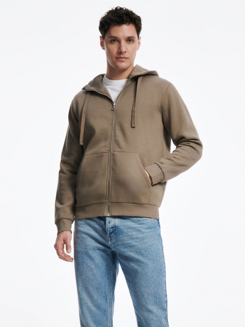 Reserved Zip up hoodie Beżowe | QEWGDXR-50