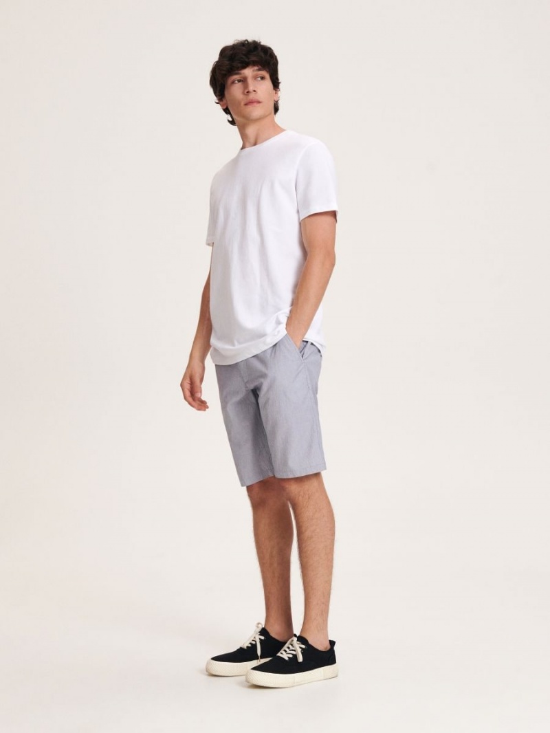 Reserved regular fit cotton shorts Granatowe | KOMYULR-03