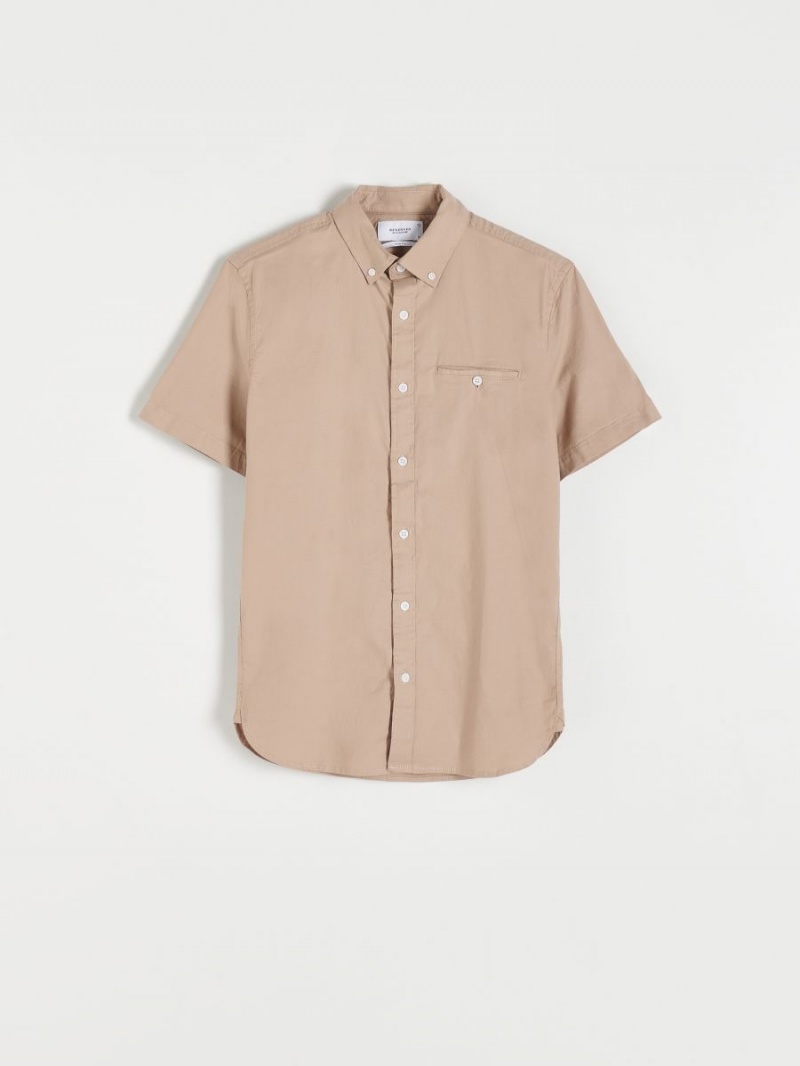 Reserved slim fit plain shirt Beżowe | MVYPBNC-84