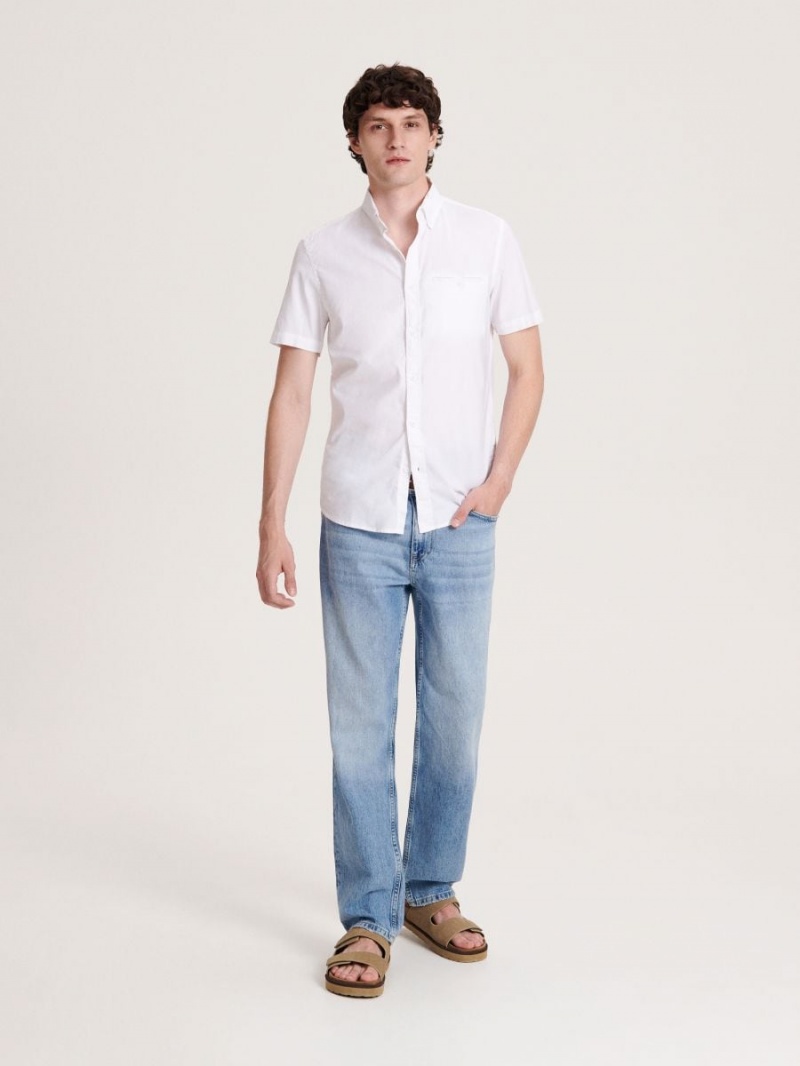 Reserved slim fit plain shirt Białe | TXZLNWM-86