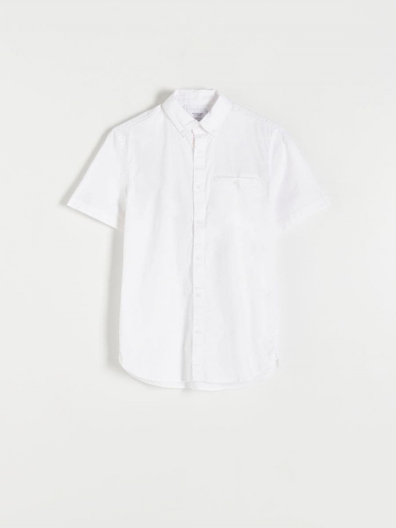 Reserved slim fit plain shirt Białe | TXZLNWM-86