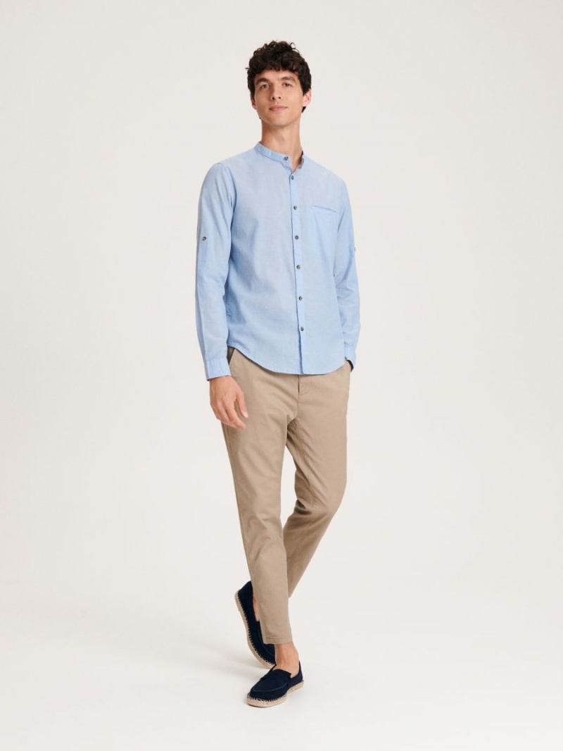 Reserved slim fit plain shirt Niebieskie | GZOPRBJ-94