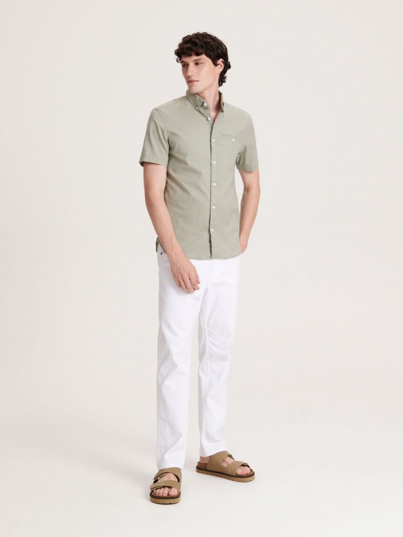 Reserved slim fit plain shirt Zielone | IKANOZW-54